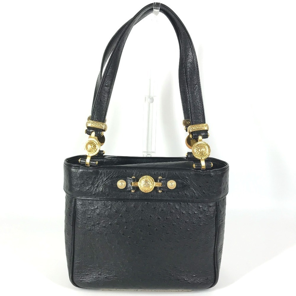 VERSACE Vintage Logo Sunburst Tote Bag, Shoulder Embossed Leather, Men's & Wo...